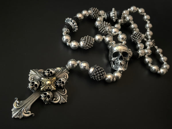 Deus Vult Templar Cross Skull Rosary