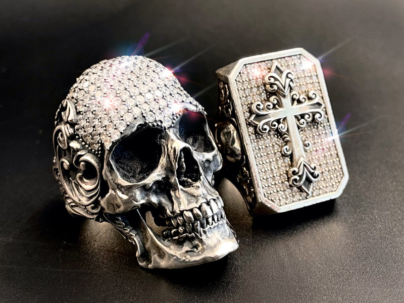 UNIQABLE, Masonic 925 Solid Sterling Silver Vampire Skull Biker Harley Man Size  Ring Sk09 » Uniqable Rings