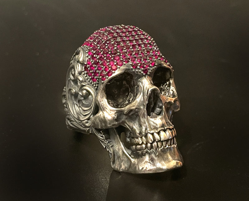 Crystal Skull Biker Ring