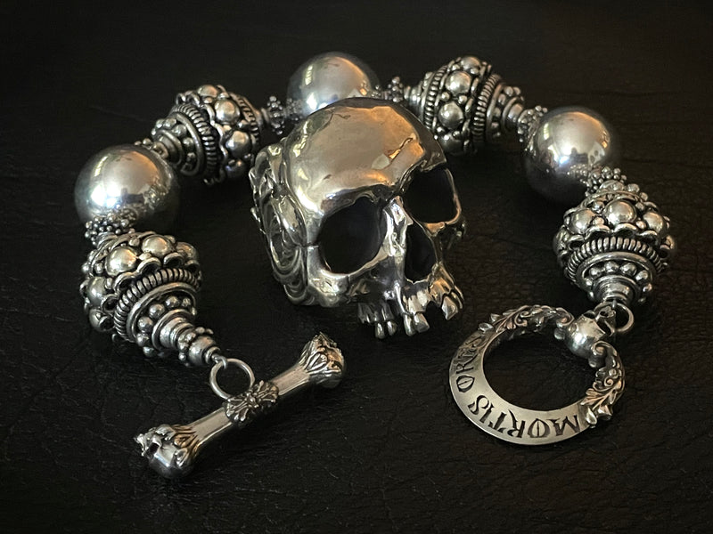 Bold Chunky Skull Silver Bracelet 