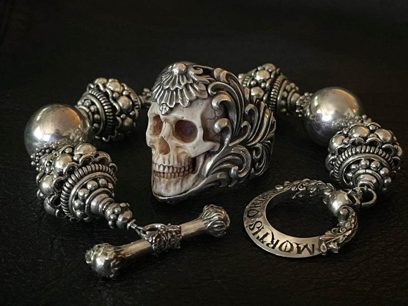Bold Chunky Skull Silver Bracelet 