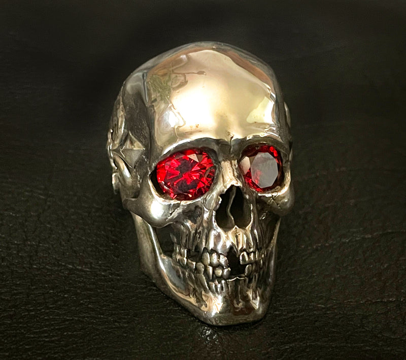 Gemstone Biker Skull Ring