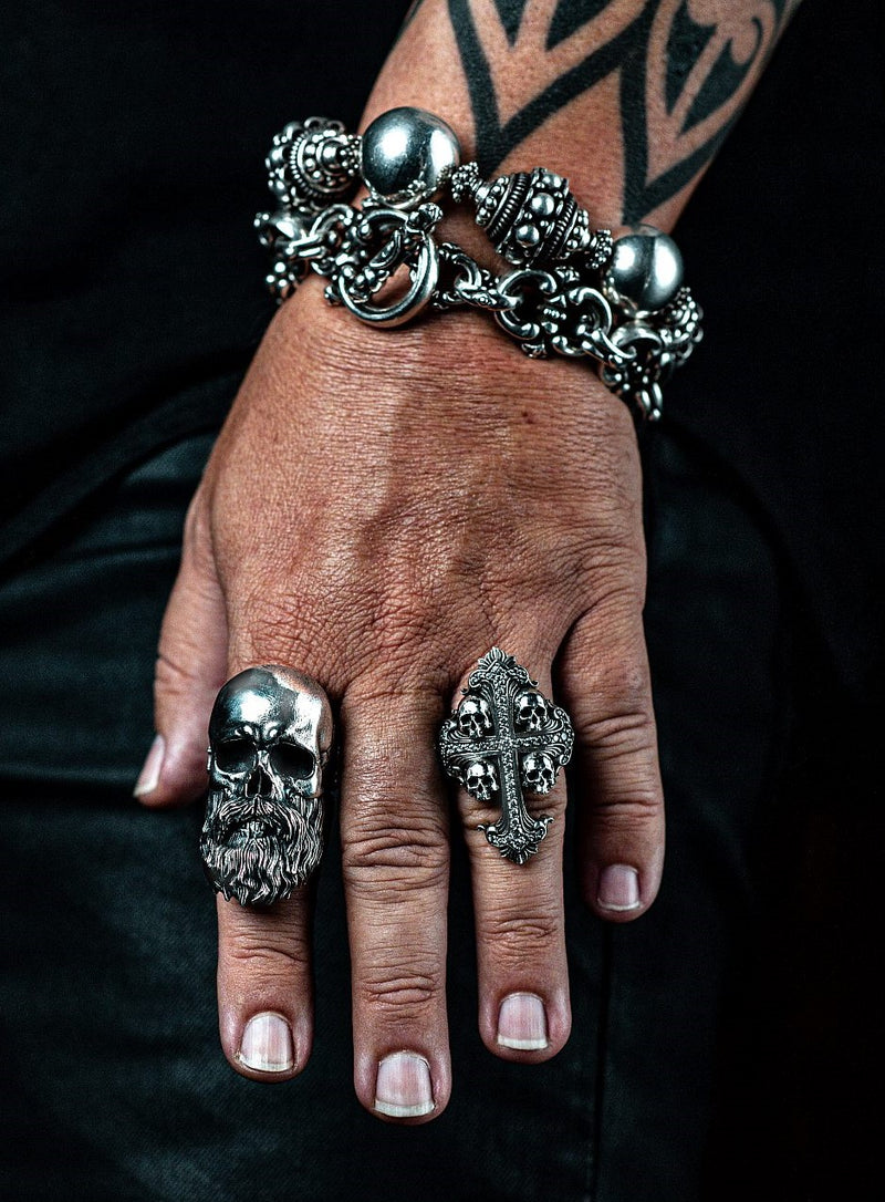 SUGAR SKULL Day of the Dead Mens Ring Stainless Steel Skull Ring