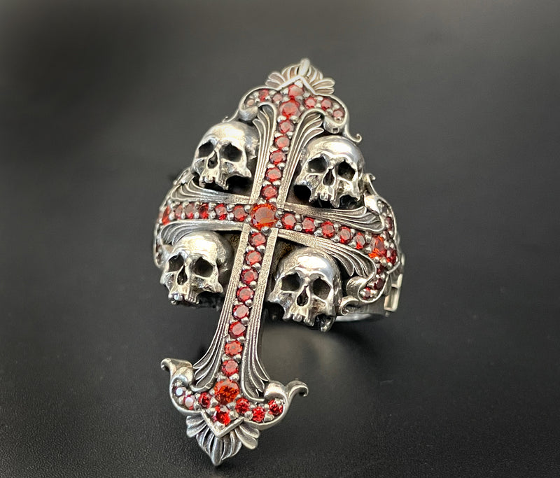 Crystal Skull Cross Ring