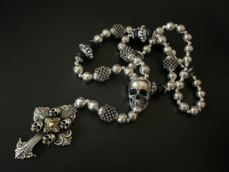 Deus Vult Templar Cross Skull Rosary