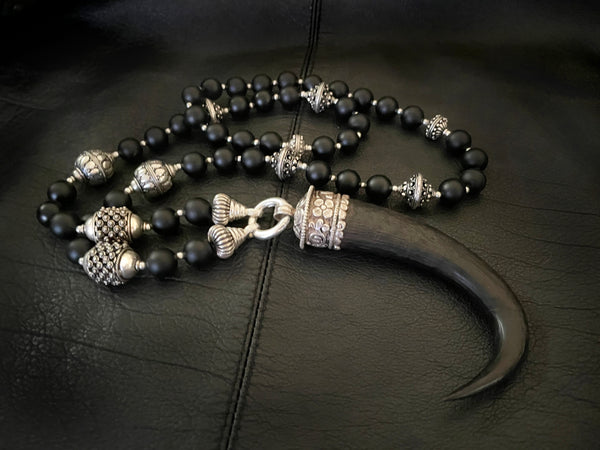 Horn Mala Beads Biker Chain Necklace