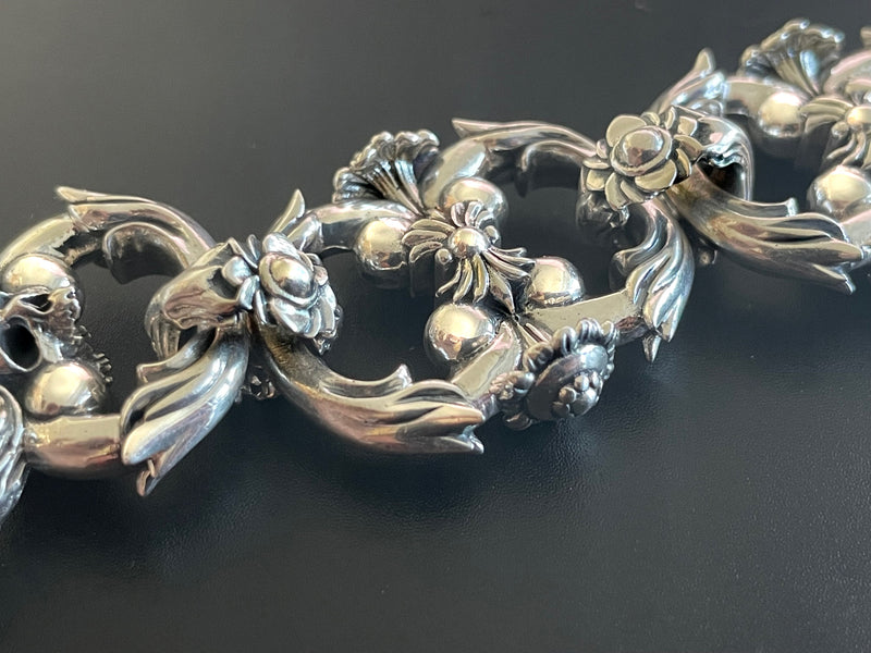 Baroque Floral Skull Bracelet