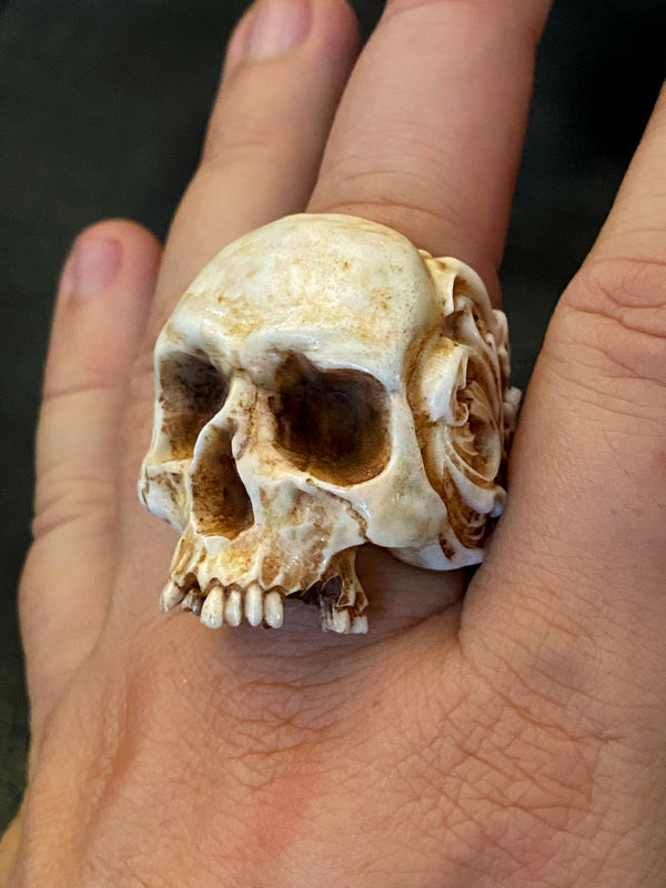 Large Half Jaw Antler Skull Ring