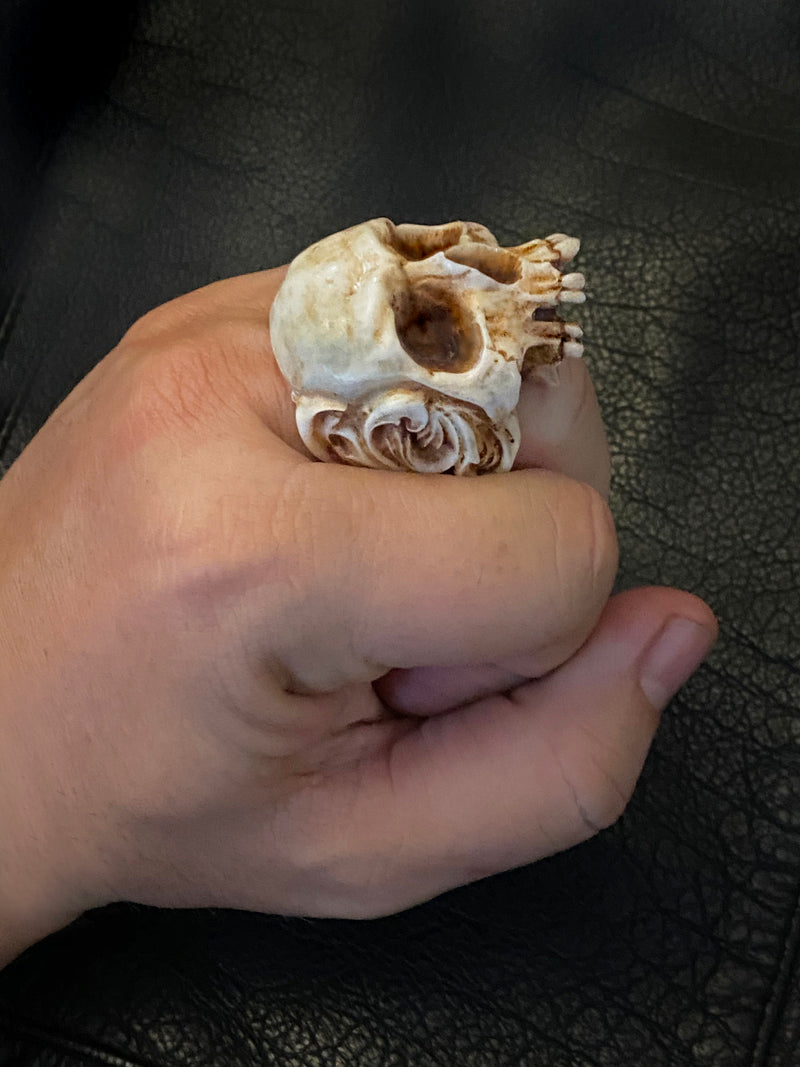 Large Half Jaw Antler Skull Ring