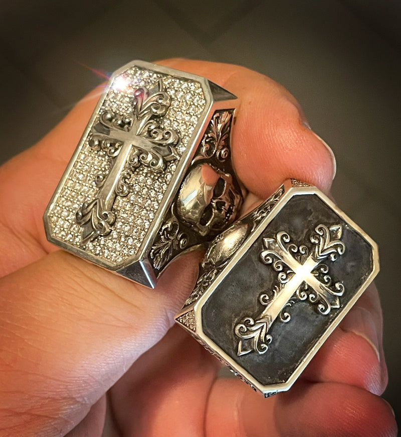 Gothic Cross Crystal Diamond Ring