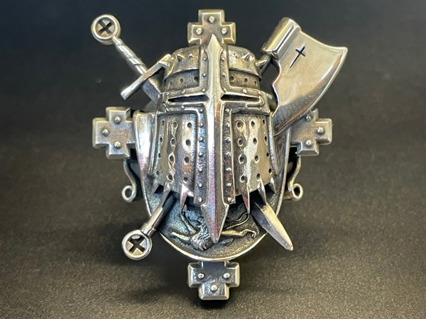 cross sword knight biker skull ring