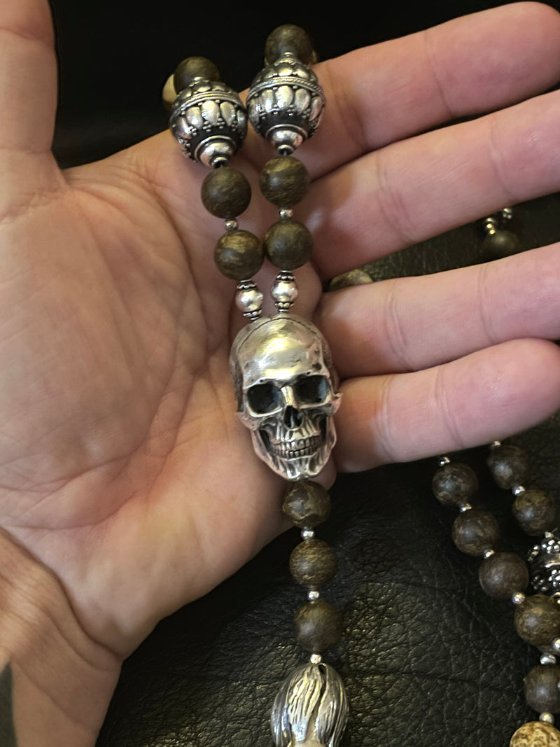 Skull Mala Bead Necklace