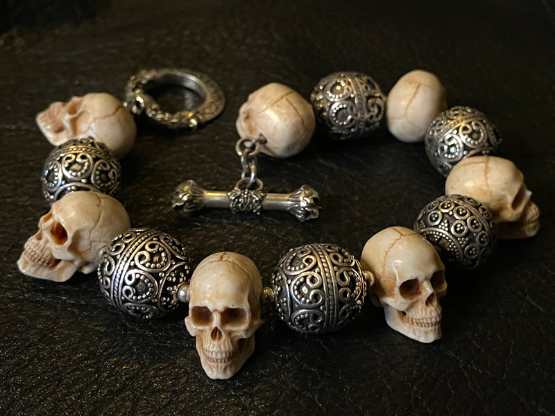Skull superior quality sparkling design silver bracelet for men - – Soni  Fashion®