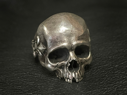 Realistic Half Jaw Fleur de Lis Skull Ring