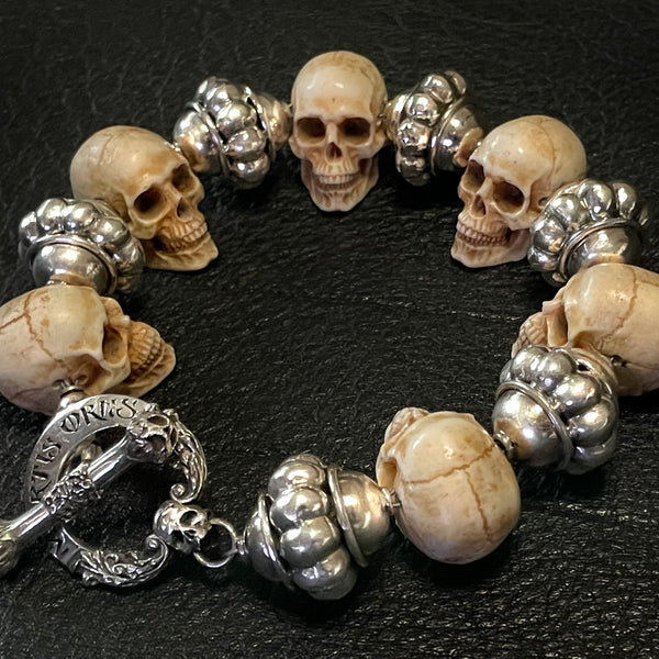 Skull Bracelet, Sterling Silver Skull Bracelet, Silver Skull Chain, Half Skull  Bracelet, Unisex Silver Bracelet, Silveralexa - Etsy