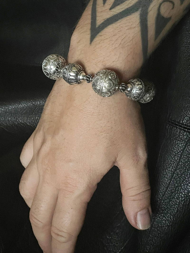 Silver Mala Skull Bracelet 