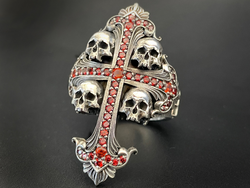 Crystal Skull Cross Ring