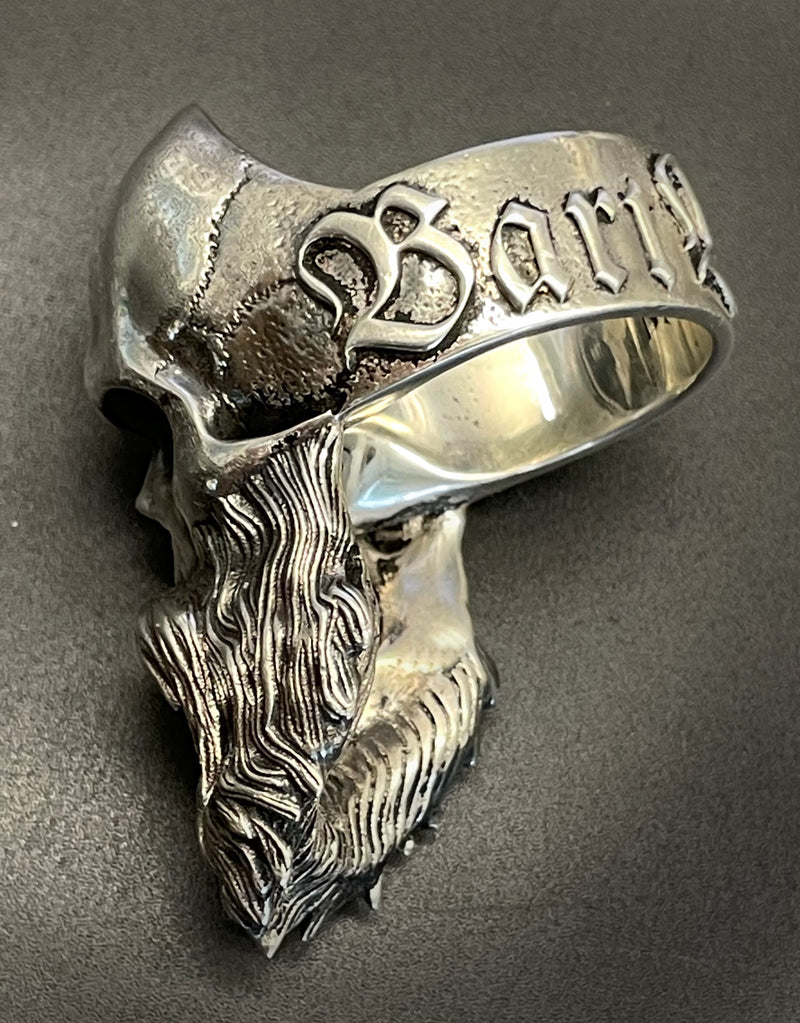 Bearded Skull Biker Ring 